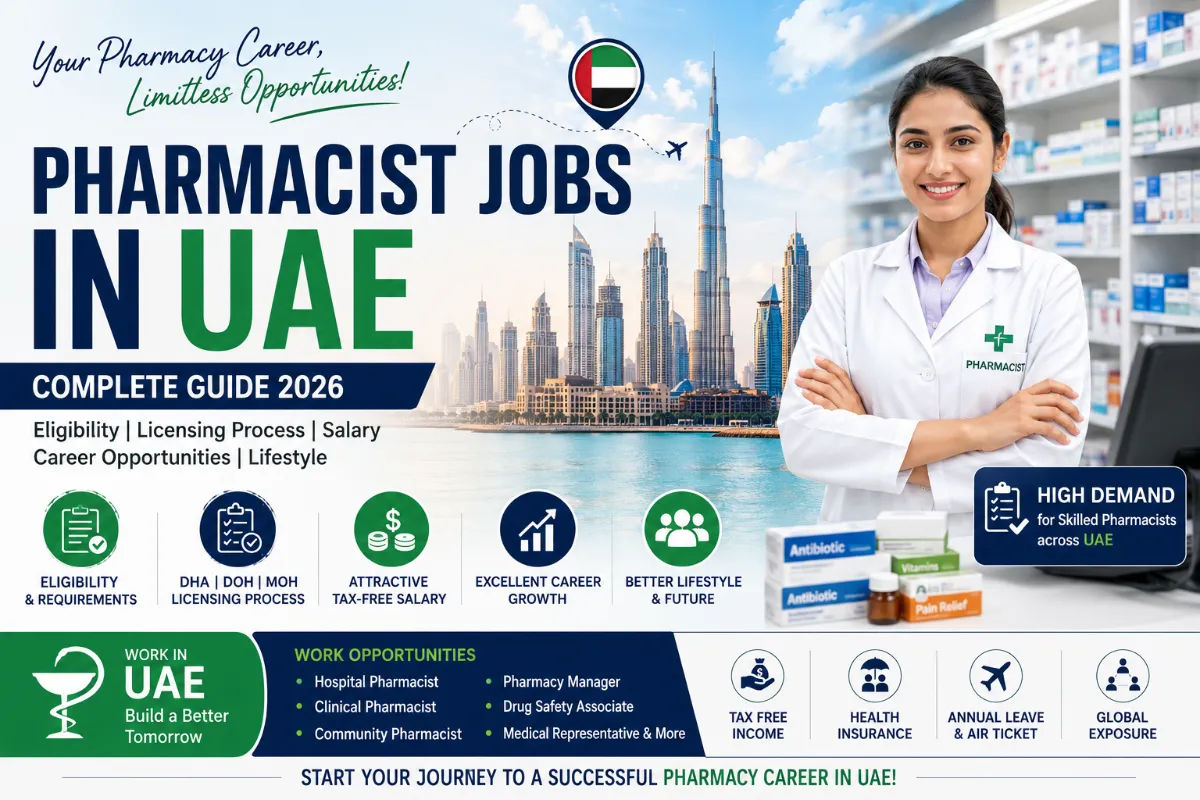 Pharmacist Jobs in UAE: Eligibility, Licensing Process, Salary, Career Opportunities & Lifestyle (2026 Complete Guide)