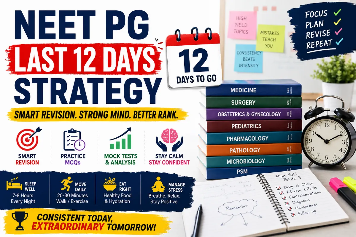NEET PG Last 12 Days Strategy: How to Revise Smarter and Stay Mentally Stable