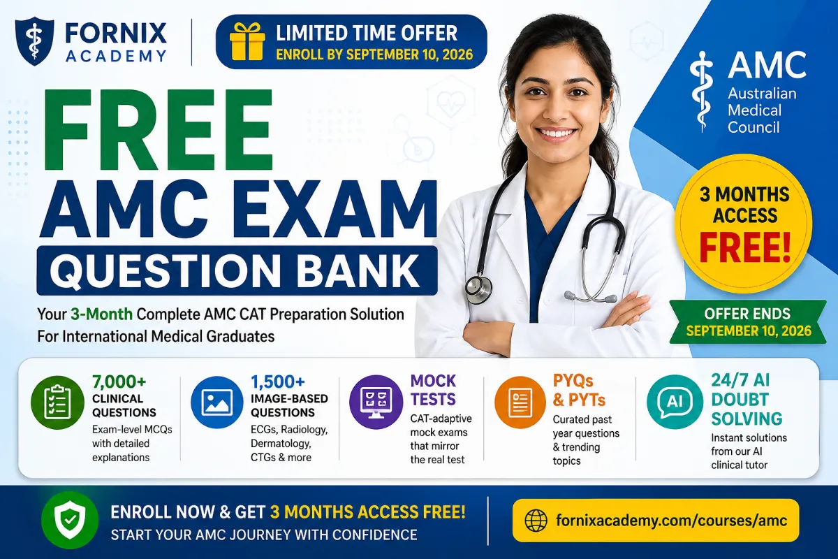 FREE AMC Exam Question Bank: 7,000+ Clinical MCQs for AMC CAT Preparation